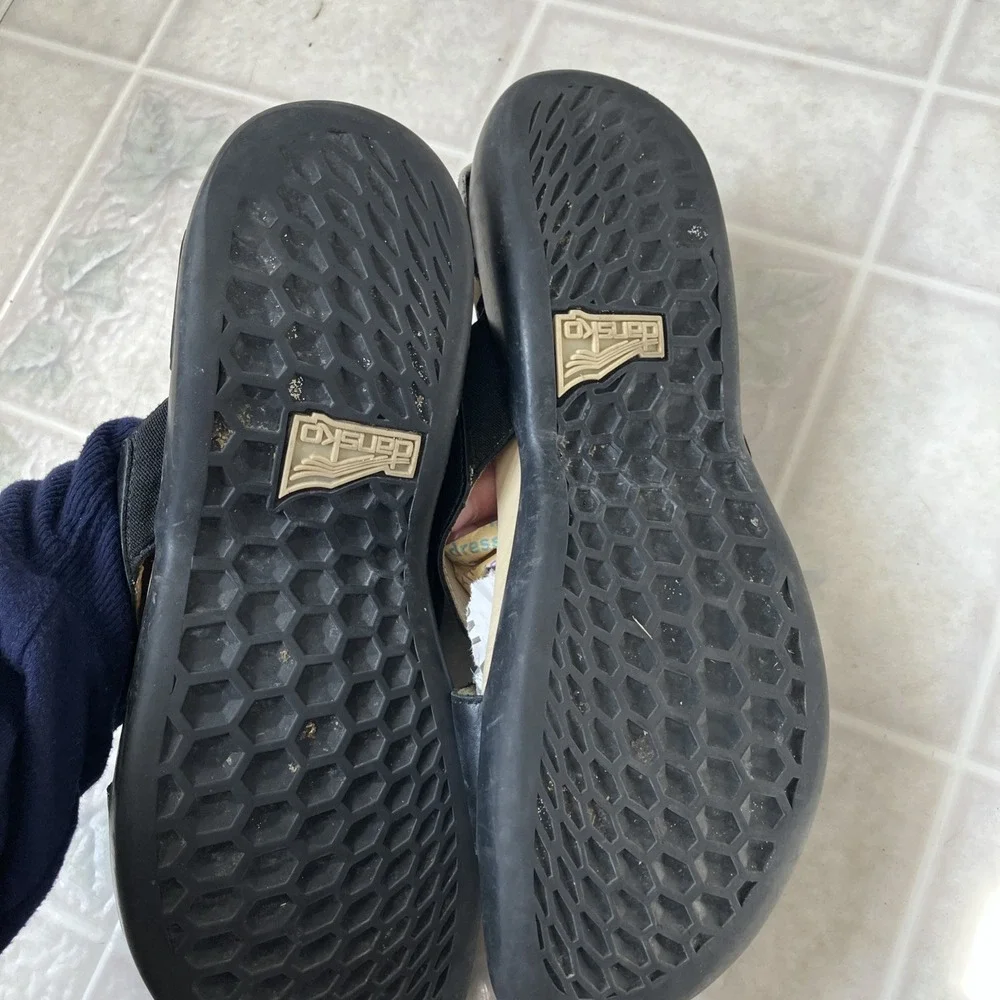 Dansko Leather Slide Sandals Womens 41‎ US 10 Black Comfort Orthopedic Travel